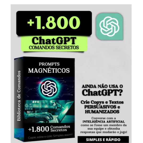 br-11134207-7r98o-ma7hzkne22yp76 1800 Prompts Secretos ChatGPT: Domine a IA e Crie Conteúdos Ilimitados - ENVIO IMEDIATO - Imagem 1